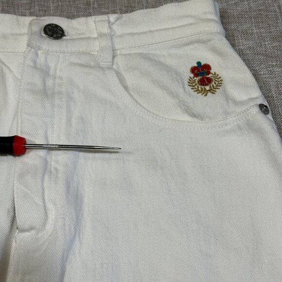 Vintage | Jeanjer Jeans | Diffusion Mini Skirt | White Denim | Size 3/4 - Picture 14 of 15